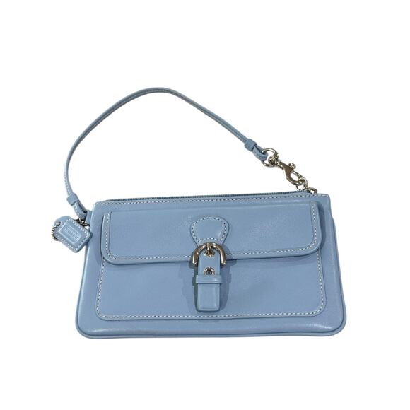 ViNTaGe Y2K COACH Soho Powder Blue Leather Buckle Wristlet - Picture 2 of 8